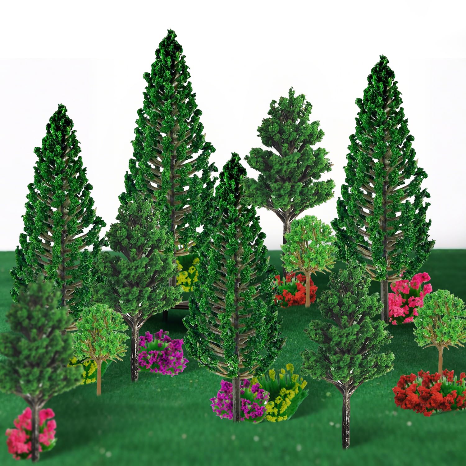 Lot De 29 Arbres Miniatures 4-12 Cm – Modèles Plastique Colorés – Pour Diorama, Train HO, Paysages