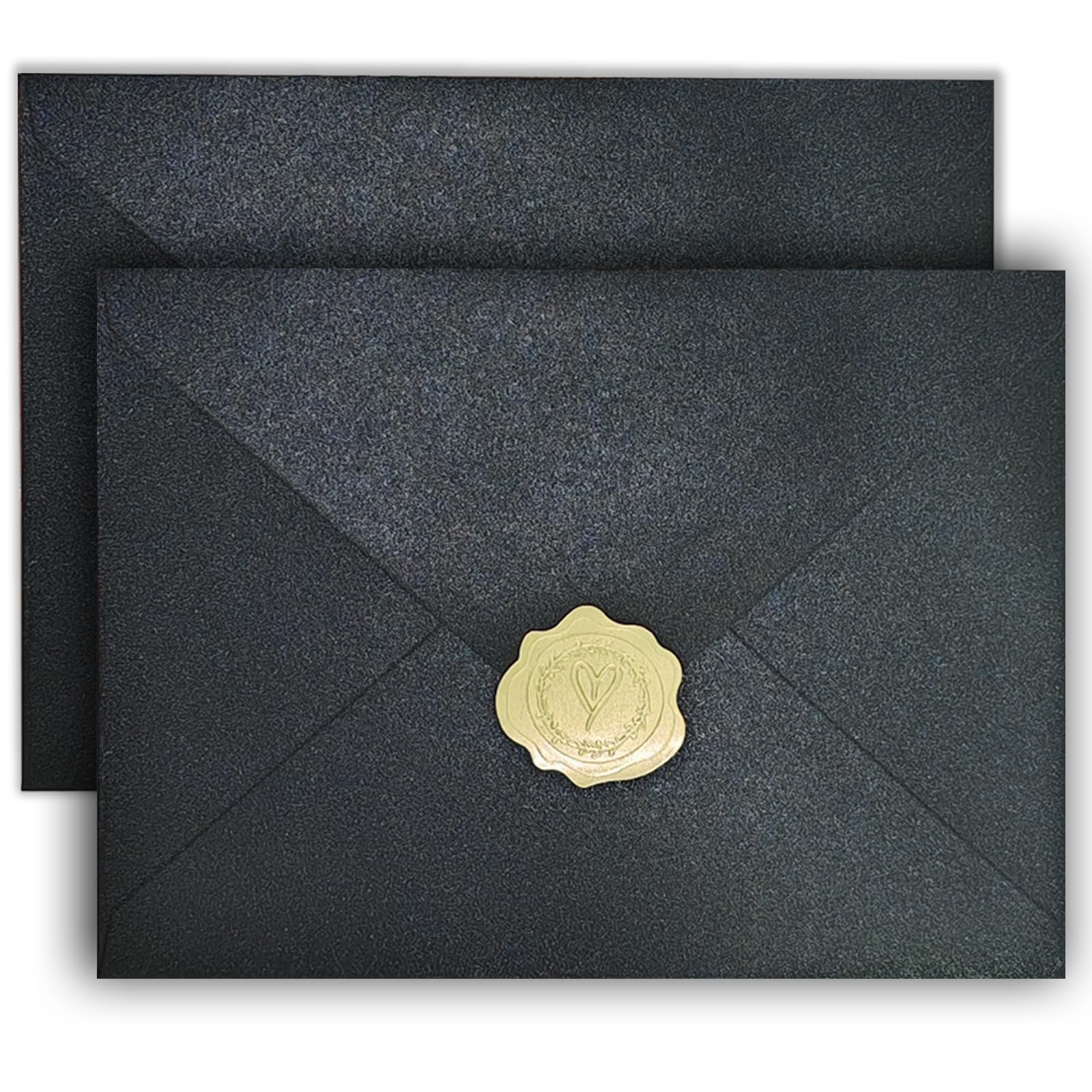 YINUOYOUJIA 50 PCS Pearl Black Envelopes A7,5 x 7 Black Shimmer Envelopes for Invitation,Perfect for Wedding Invitation Cards,Birthday RSVP Invite,5.25 x 7.25 inches