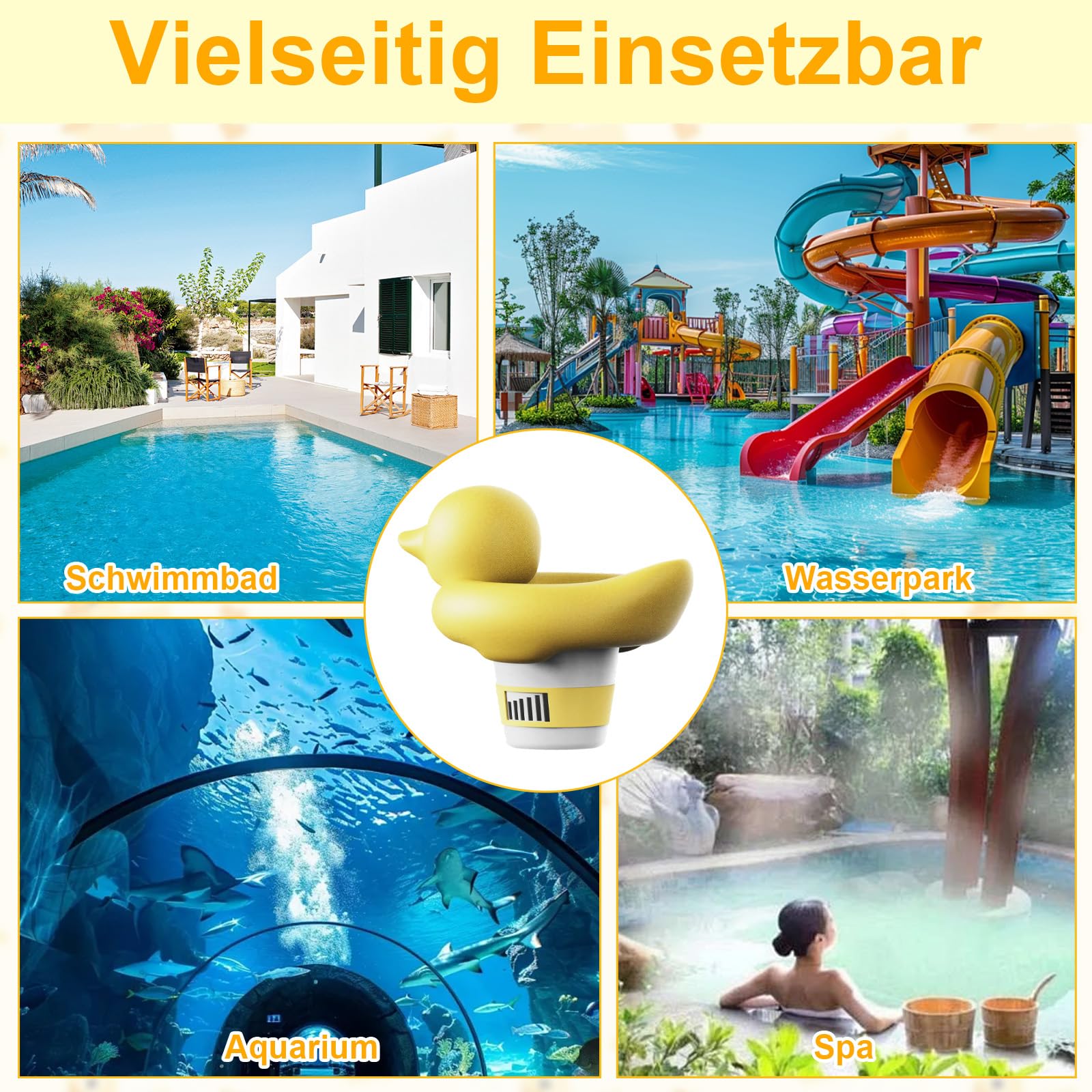 Dosierschwimmer Pool Chlordosierer ABS Chlorspender mit Einstellbarer Dosierung,Pool Chlor Schwimmer Chlor Dosierschwimmer Chlorschwimmer Ente-förmiger Pool Zubehör für Wasserpark,Spa(17*12.5cm)
