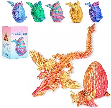 3D Printed Dragon Egg with Wings,Articulated Fidget Toy for Kids-5.5in