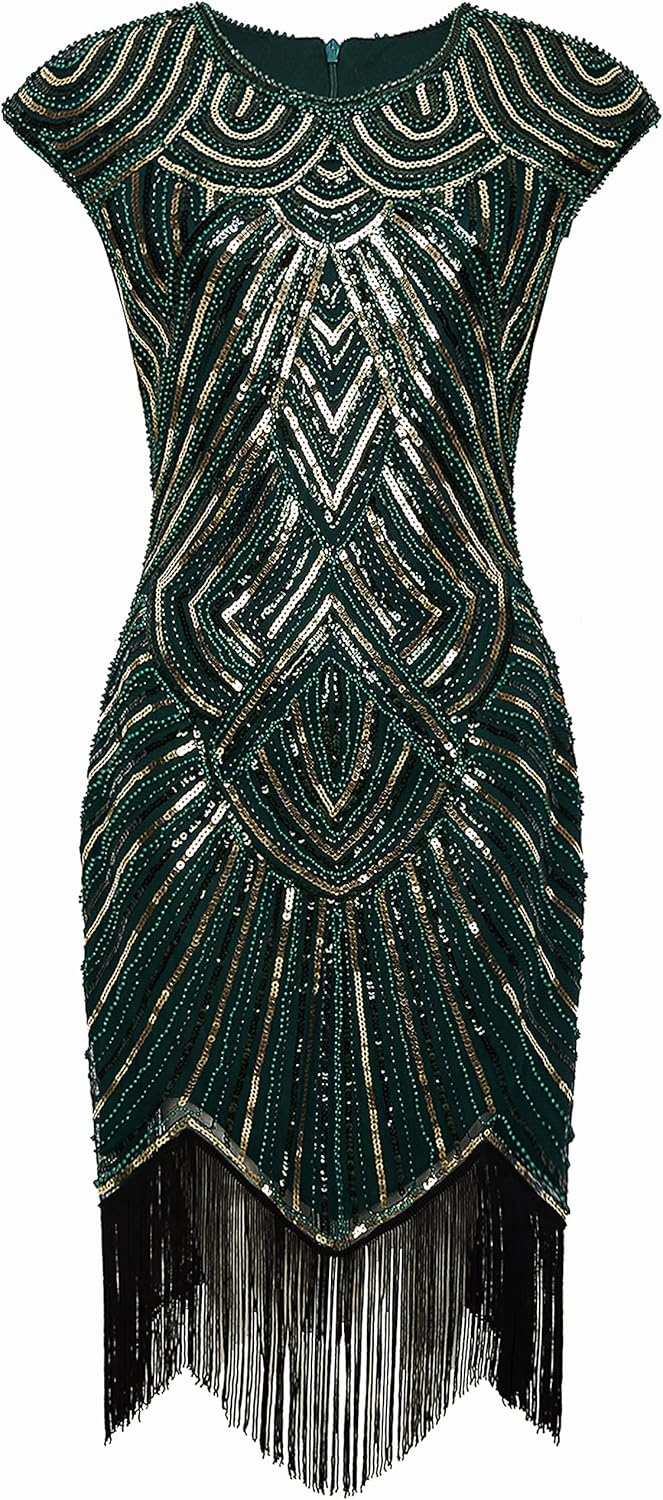 BABEYOND Women's Flapper Dresses 1920s Beaded Fringed Great Gatsby Dress - Image 7