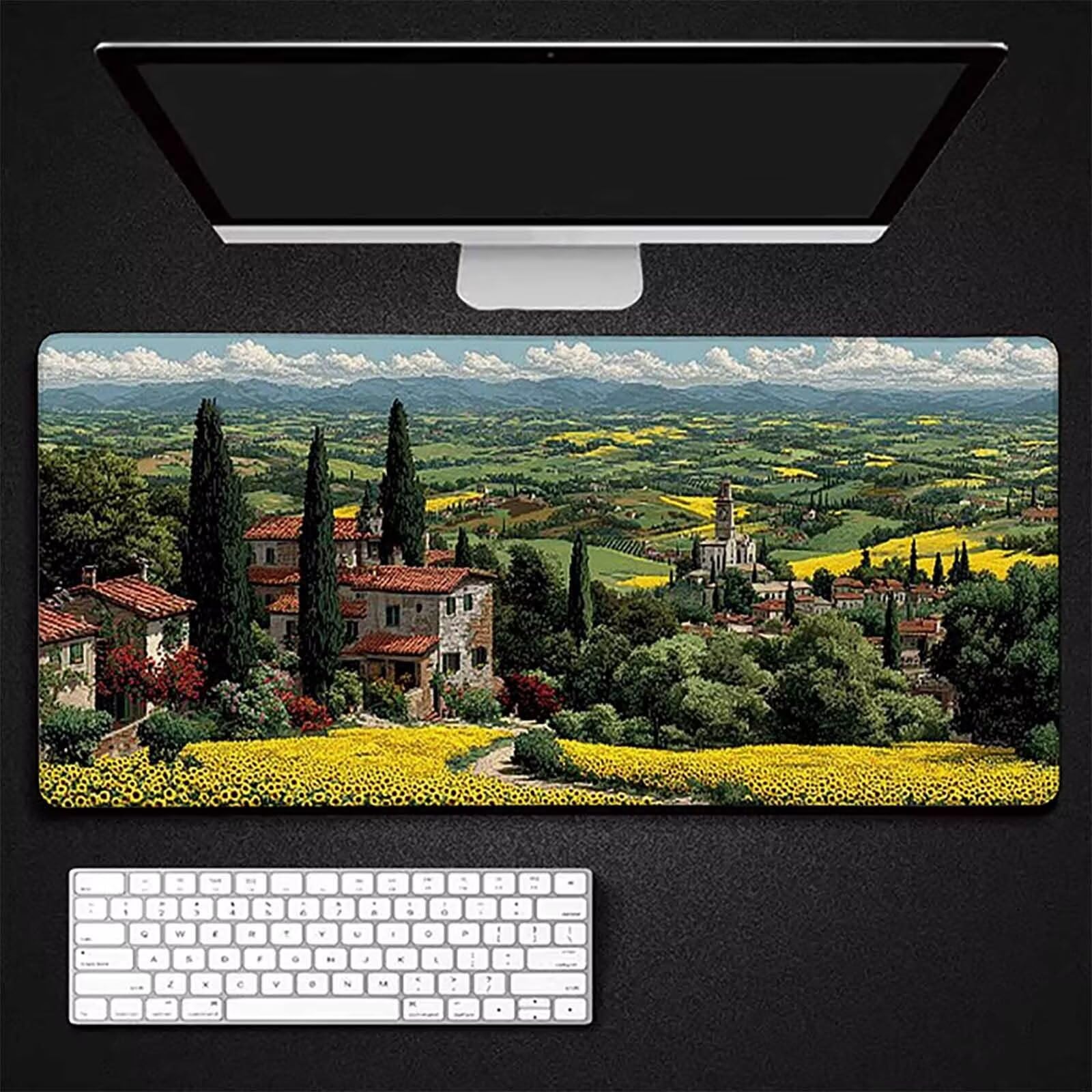 Zielona podkładka pod mysz do gier, duża podkładka pod mysz XXL 1200 x 600 x 3 mm, podkładka pod mysz krajobrazową do klawiatury i biura, akcesoria do gier, zmywalna, poprawia precyzję i szybkość dla