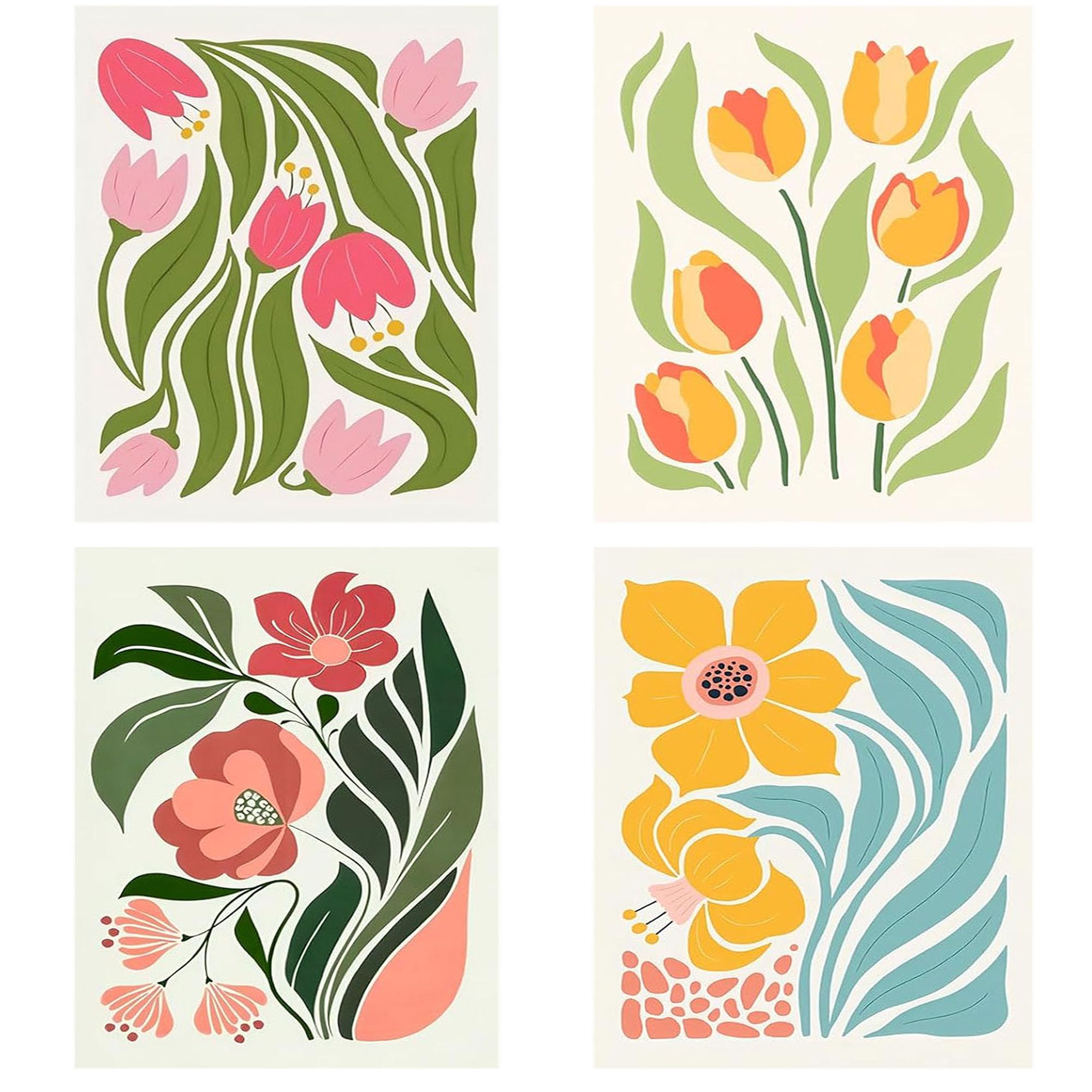 NZNANCHU 4 Pack Flowers Paint by Number for Adult,DIY Painting Kits for Adults,Color by Numbers,Paint by Number Canvas Crafts Watercolor for Beginners Hoom Decor