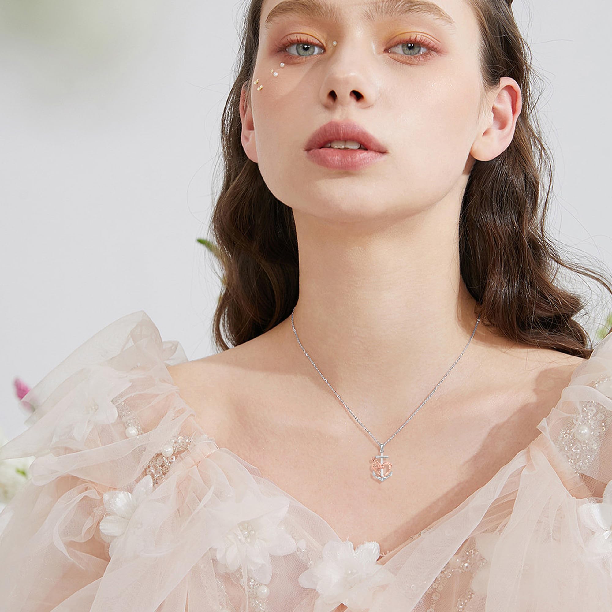 Collana con ciondolo a forma di ancora, in argento Sterling, con ancora, idea regalo per donna, Nessuna pietra preziosa