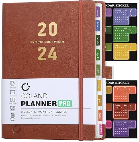 COLAND Academic Diary 2024 - Weekly &amp; Monthly Planner Day a Page-January 2024 to December 2024, A5-21.3 × 14.8 cm, Week to View Diary 2024 Suitable for Schools, Office and Family