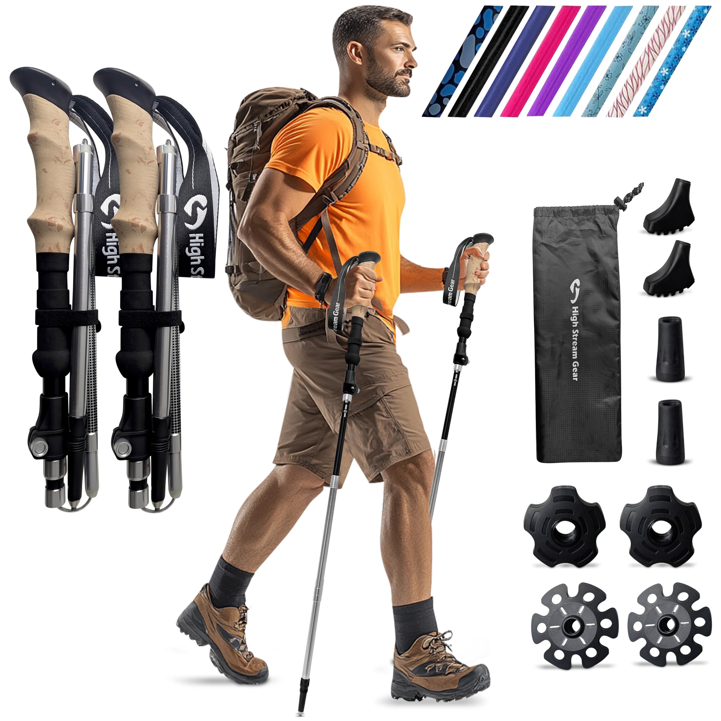 'Walking Sticks for Women - 14.5'' Foldable Hiking Poles for Backpacking, Exercising and Traveling, Set of 2 Aluminum Nordic Collapsible Trekking Poles'