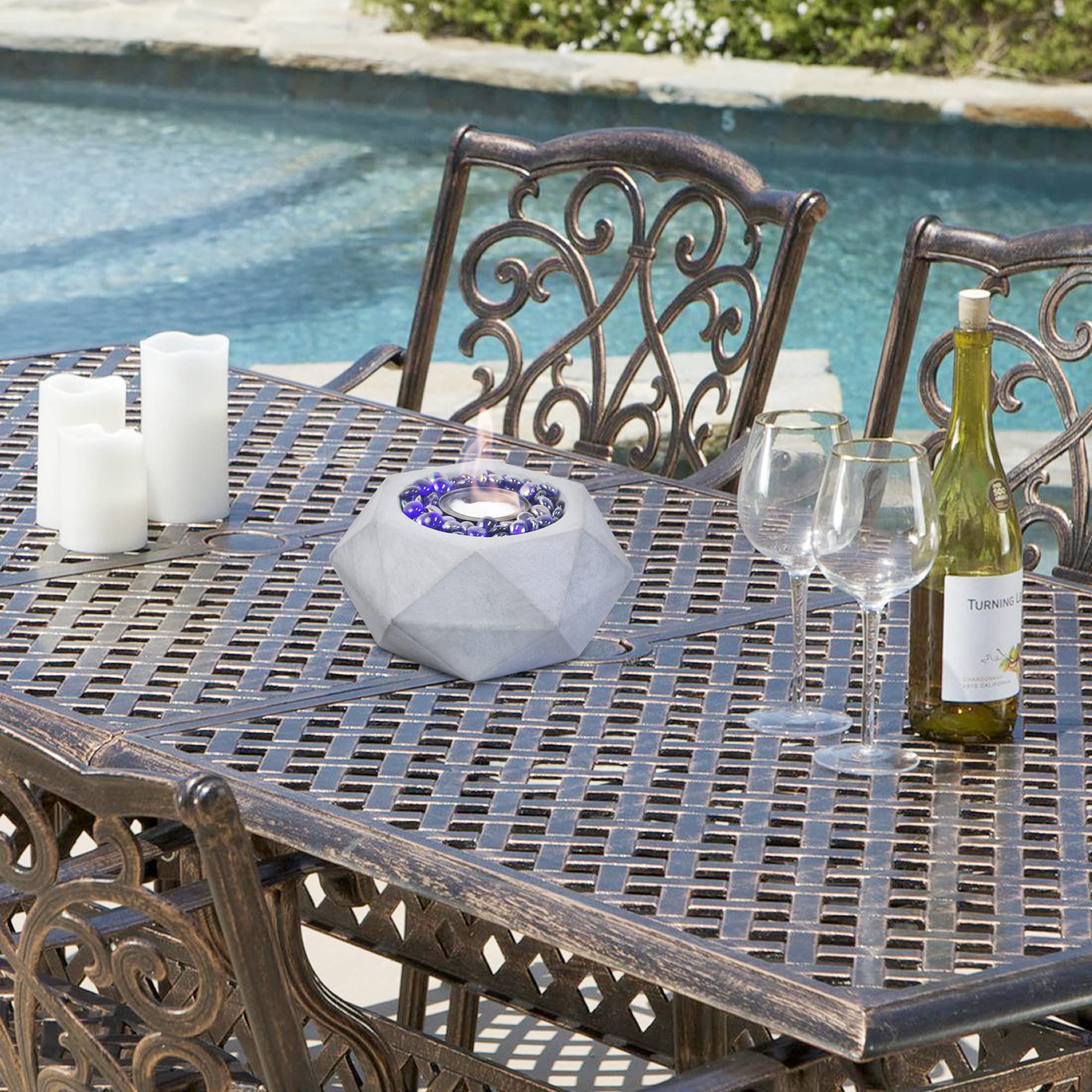 Greyhoo Tabletop Fire Pit, Alcohol Fireplace for Indoor Outdoor, Fire Bowl Clean Burning Bio