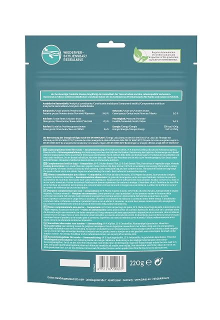 Foto 4 de 8 de DOKAS Snack Premium sin Cereales con pezuña de Pollo para Perros, Ideal para Entretiempo