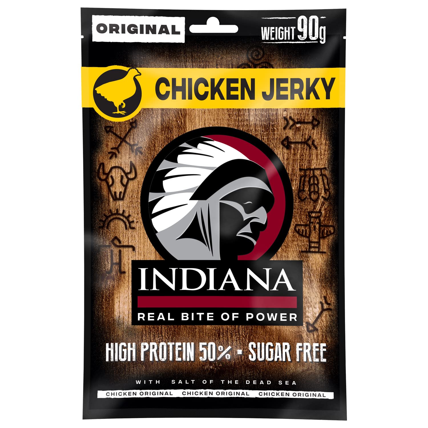 INDIANA BEEF JERKY Trockenfleisch, High Protein, ohne Zuckerzusatz (10 x 90g, Chicken Jerky)