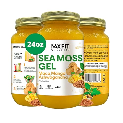 MAX FIT Gel de musgo marino Maca Ashwagandha de 24 onzas, gel de musgo marino dorado silvestre de Santa Lucía 92 vitaminas y minerales puro crudo