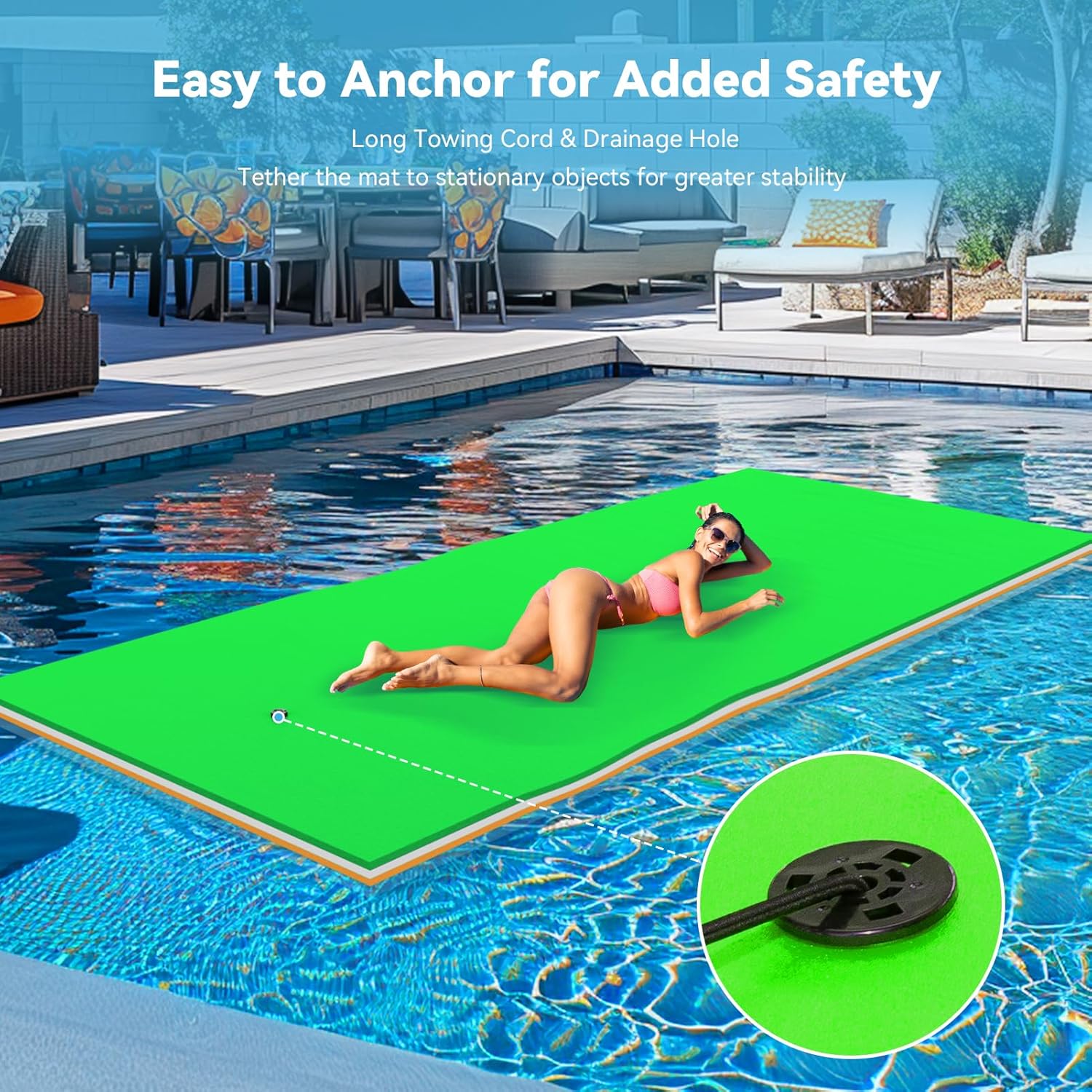 Floating Water Mat, 9 Ft Lily Pad Floating Mat, Tear-Resistant Family Water Lake Mat, 3-Layer Portable XPE Foam Mat for Adults and Pets, Used in Beach, Ocean, Pool