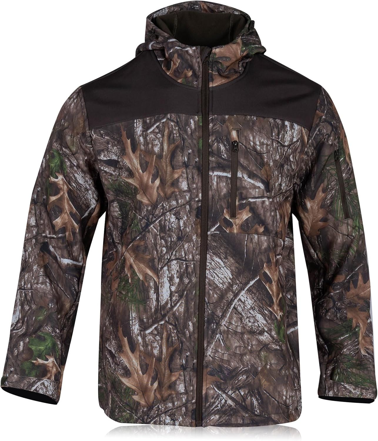 Camo Hunting Jacket for Men Lightweight Softshell Fleece Waterproof Hoodie Hunters Outdoors Windproof Zip Up Coat - Image 3