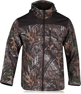WISIGO Camo Hunting Jacket Men Waterproof Windproof Softshell Fleece Hoodie