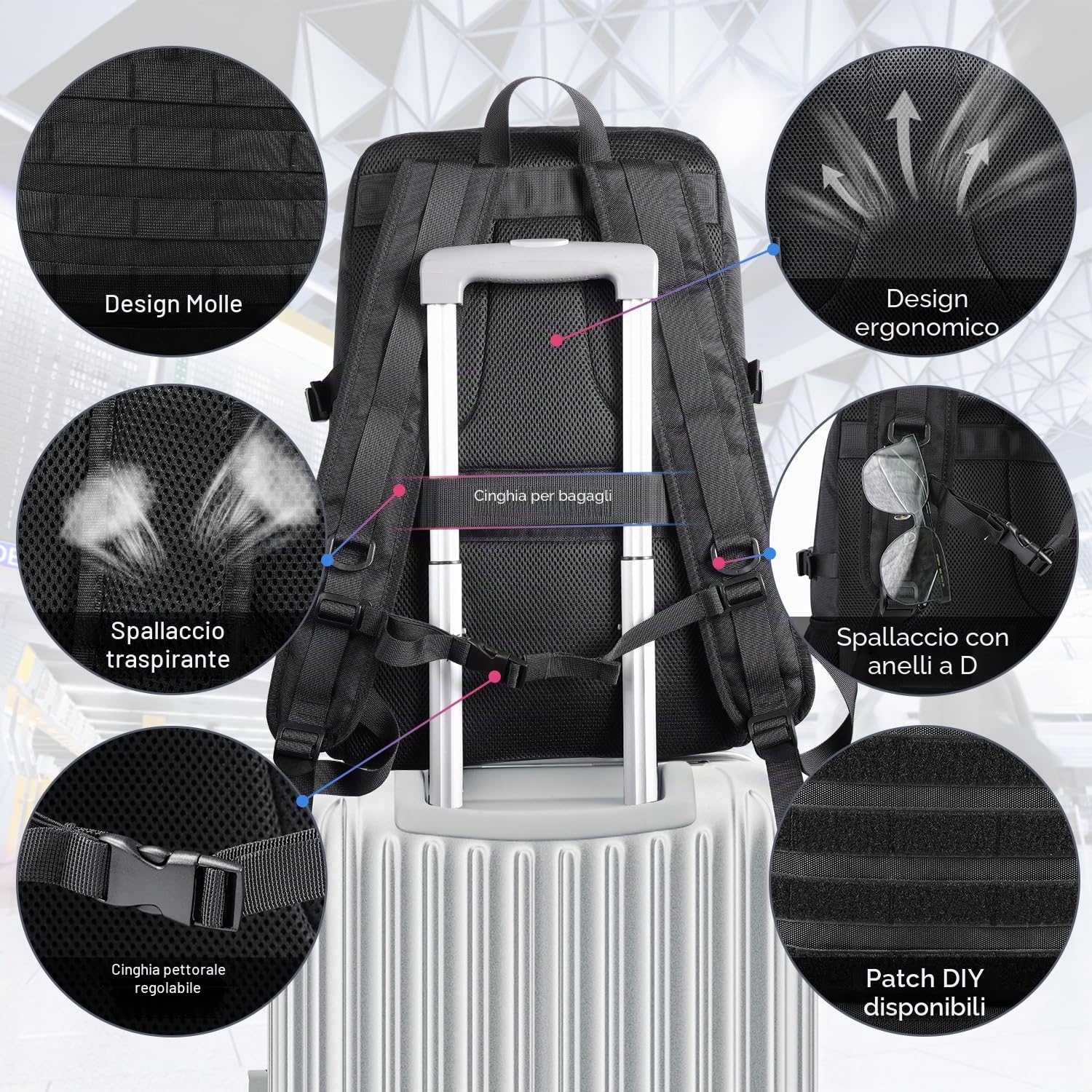BERTASCHE Zaino per il pranzo, zaino per computer portatile con borsa termica per 15,6 pollici, zaino 2 in 1 da uomo, per lavoro, scuola, picnic, università, nero scuro