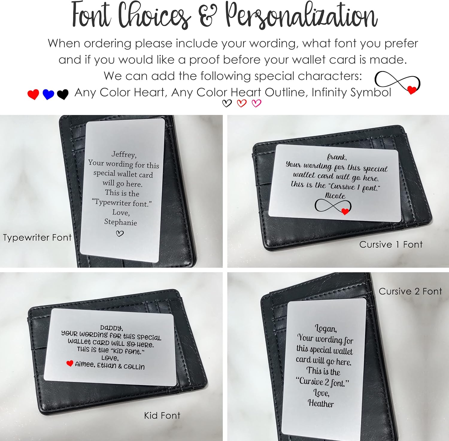 Personalized Double Sided Metal Wallet Photo & Wording (Personalized Photo Metal Wallet Card Insert)