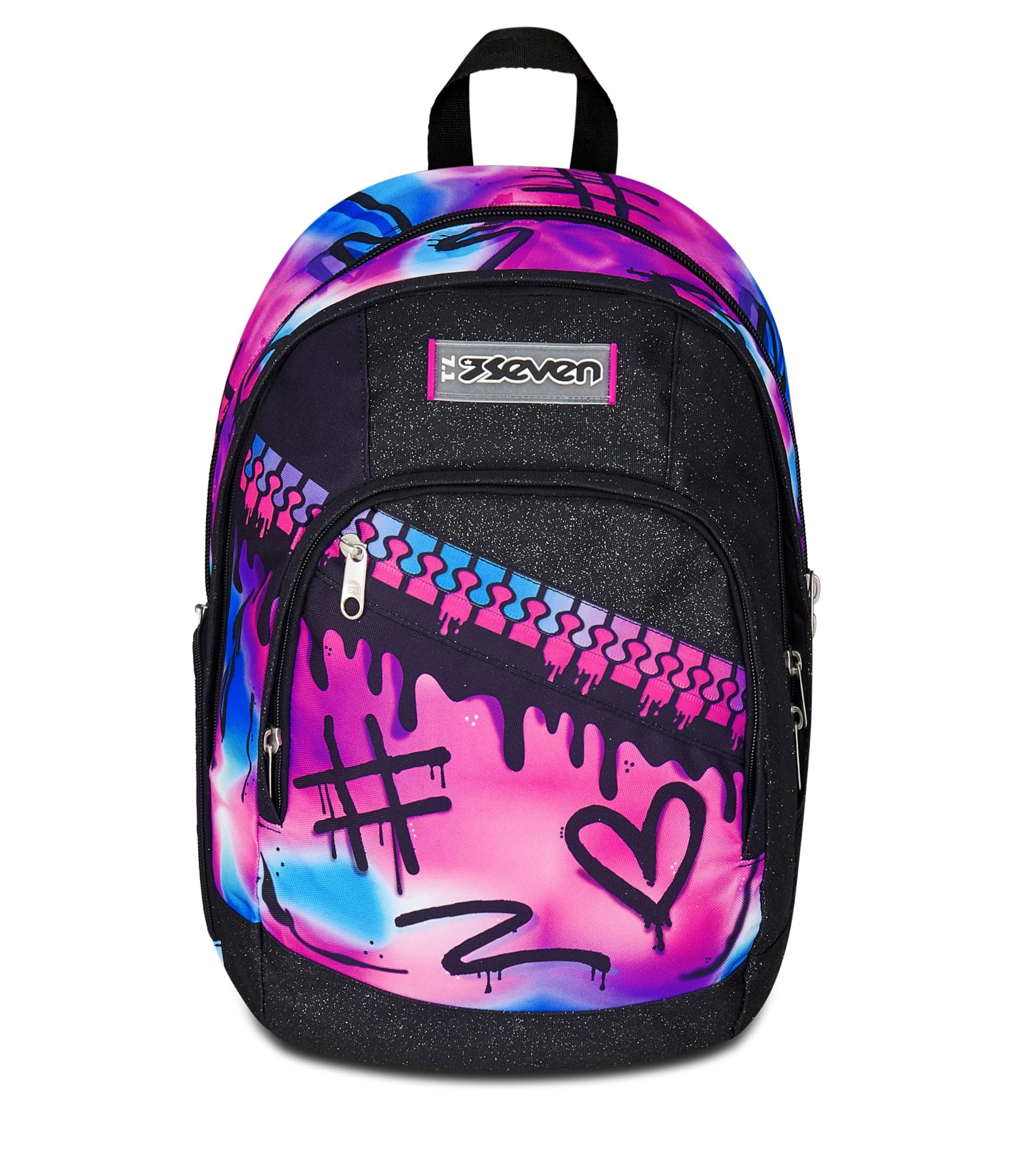Seven Zaino Scuola Dual, Fucsia Azzurro, Doppio Scomparto 31 L, Con Tasca Per PC, Tasca Per Borraccia e Tasca Con Organizer, Scuola Media e Superiore, Zaino Per Ragazza