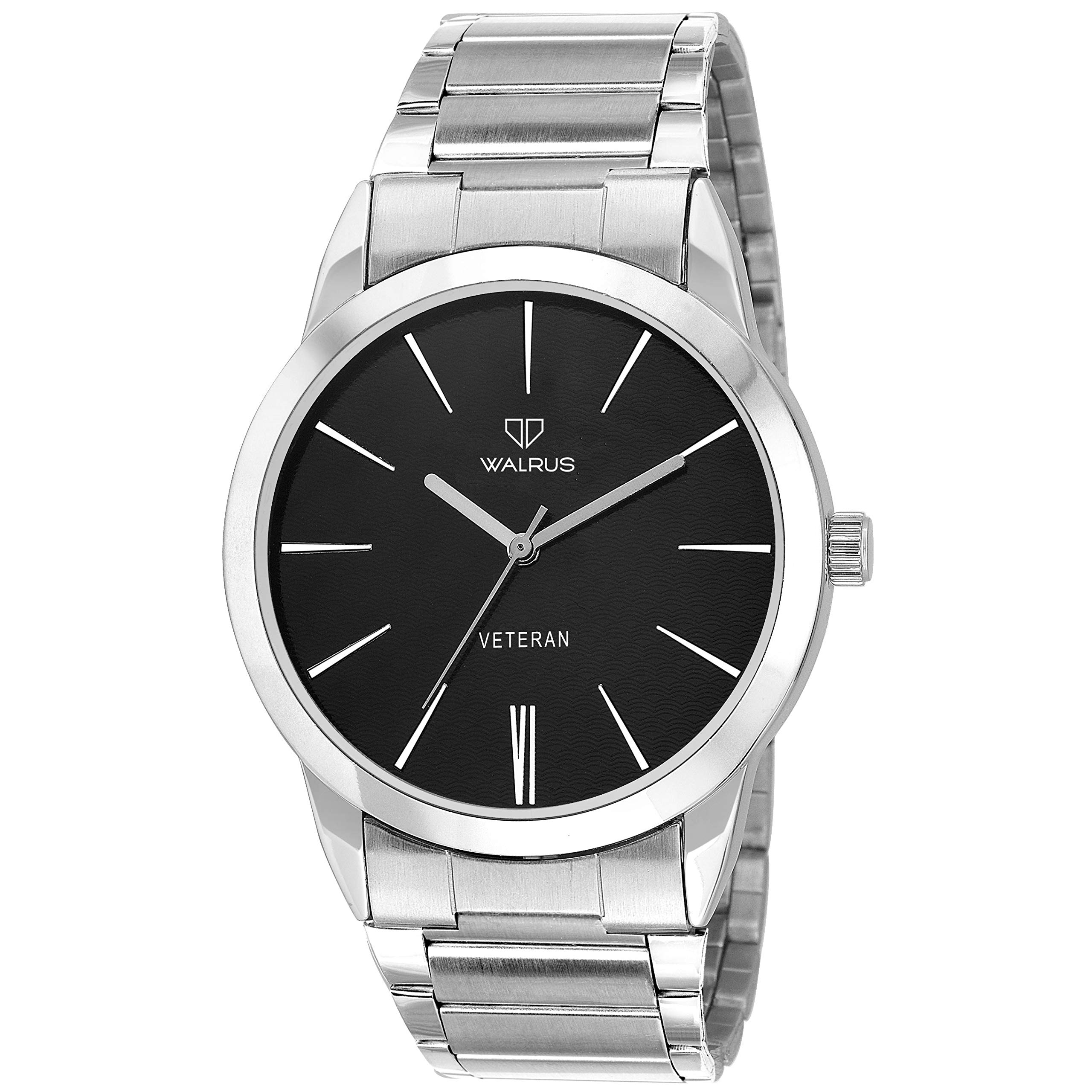 Walrus Black Dial Analog Metal Chain Wrist Watch for Men | Stylish Quartz Display | Durable Silver Strap and Case | Classic and Elegant Design- Old Money Style (Silver, Black) (B07YJJBQTZ) Amazon Price History, Amazon Price Tracker
