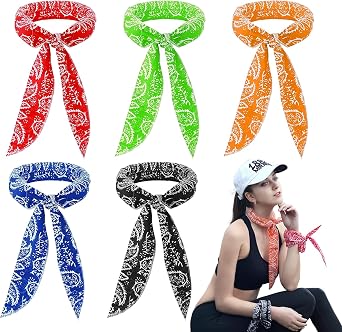 5 Pack Summer Cooling Neck Wrap Ice Towel, 5 Color Cooling Scarf for Neck Fast Cooling Towels Bandana, Keep Cool Ice Headband for Gym Golf Yoga