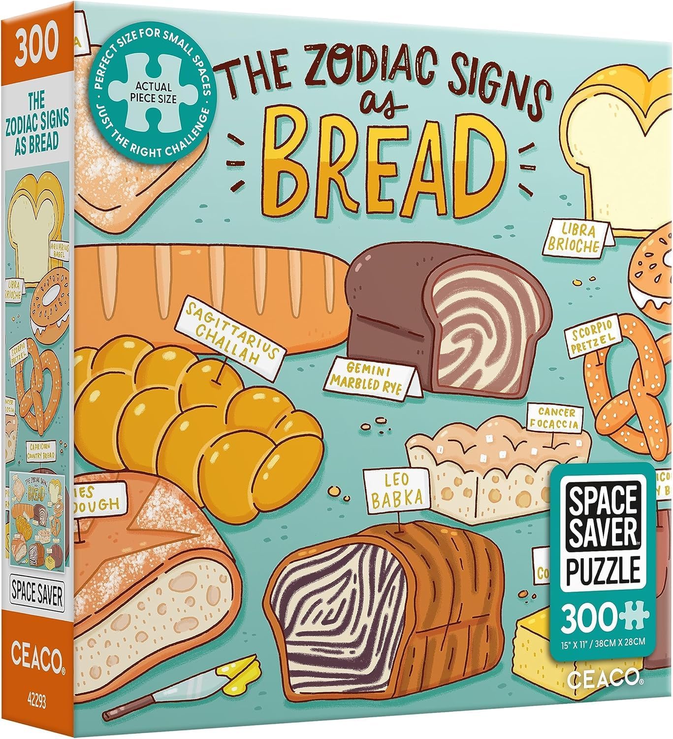 Ceaco – Bread Zodiac - 300 Piece Jigsaw Space Saver Puzzle – Puzzles for Smaller Spaces and Surfaces