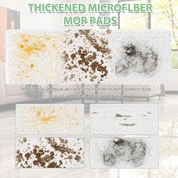 Lazy Mop for Cleaning Floors Mop With Pressure Clamping System Mini Mops no Need to Wash by Hand one-Touch Replacement 6 dry Sweeping Cloths, Suitable for Kitchens, Walls and Windows