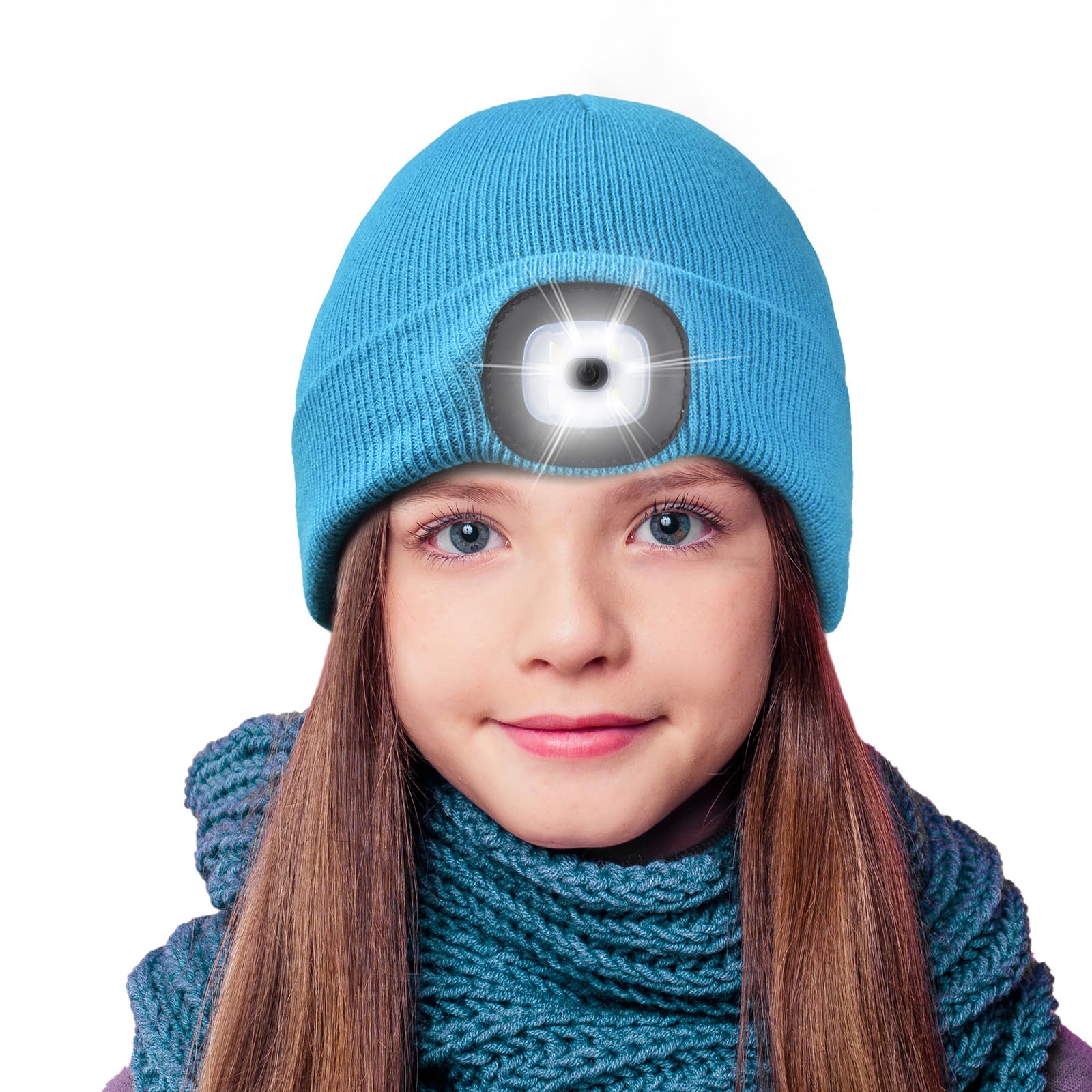 Etsfmoa Unisex Beanie with The Light,Gifts for Kids Boys and Girls Children USB Rechargeable Headlamp The Cap