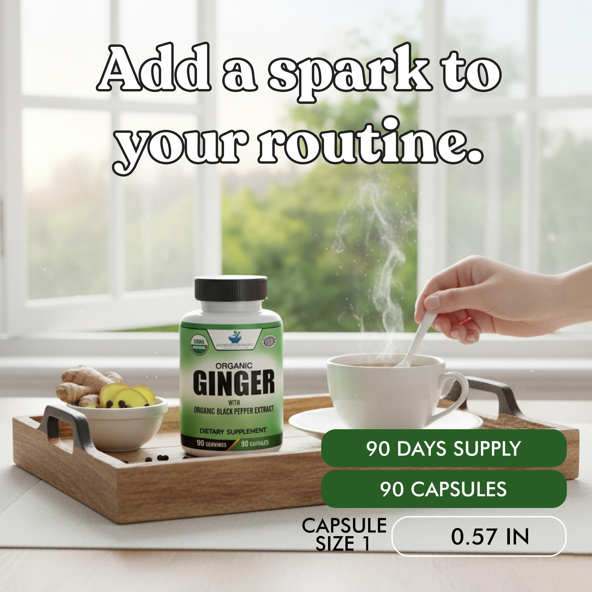American Standard Supplements Organic Ginger Extract with Organic Black Pepper Extract, Vegan, Gluten Free, Non-GMO, 90 Capsules, 90 Servings — Amazon image 4