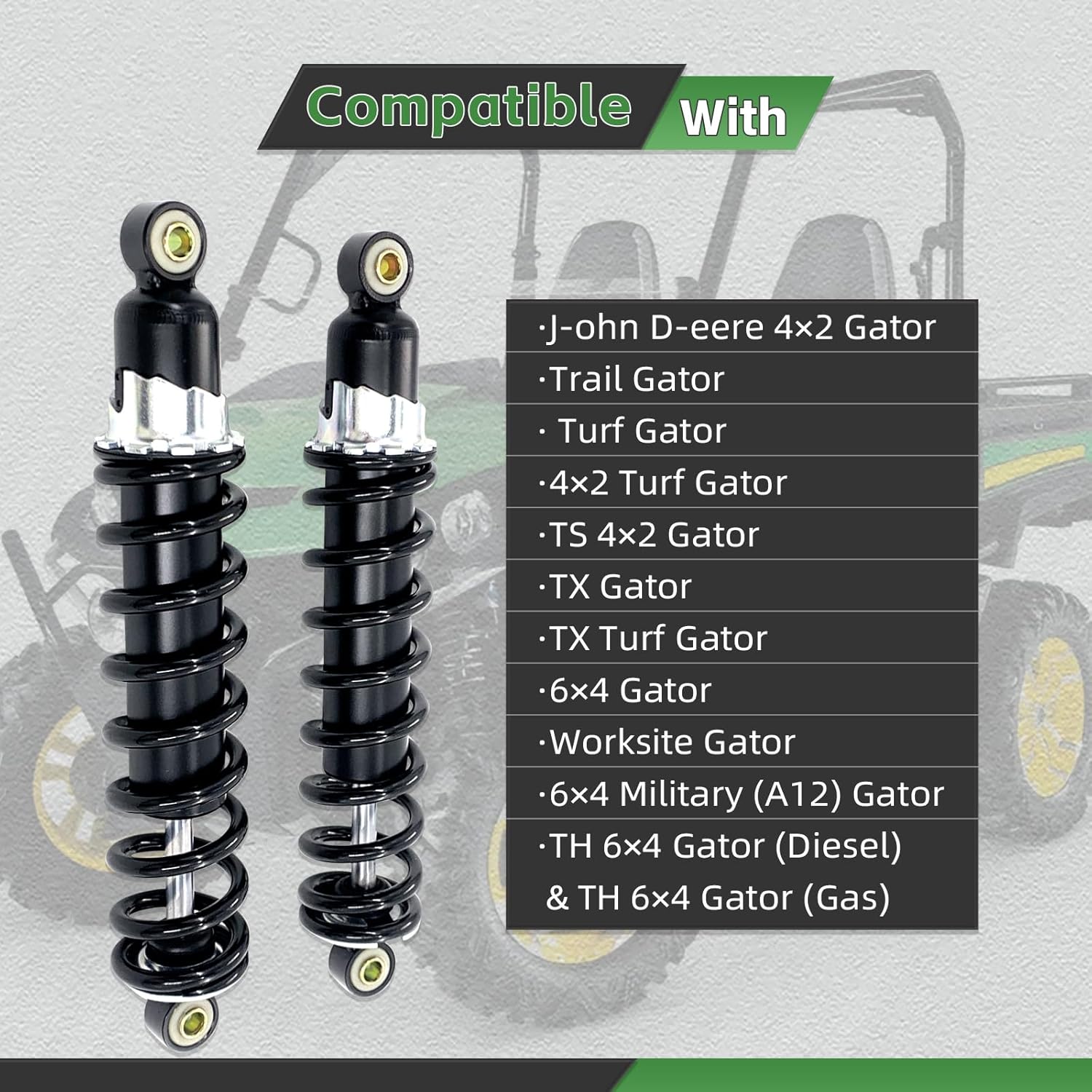 AM130448 Shock Absorber Front Suspension Compatible with J-ohn D-eere Gator TH 6x4, TX 4x2, HPX4x2, Trail, Worksite (2PCS)