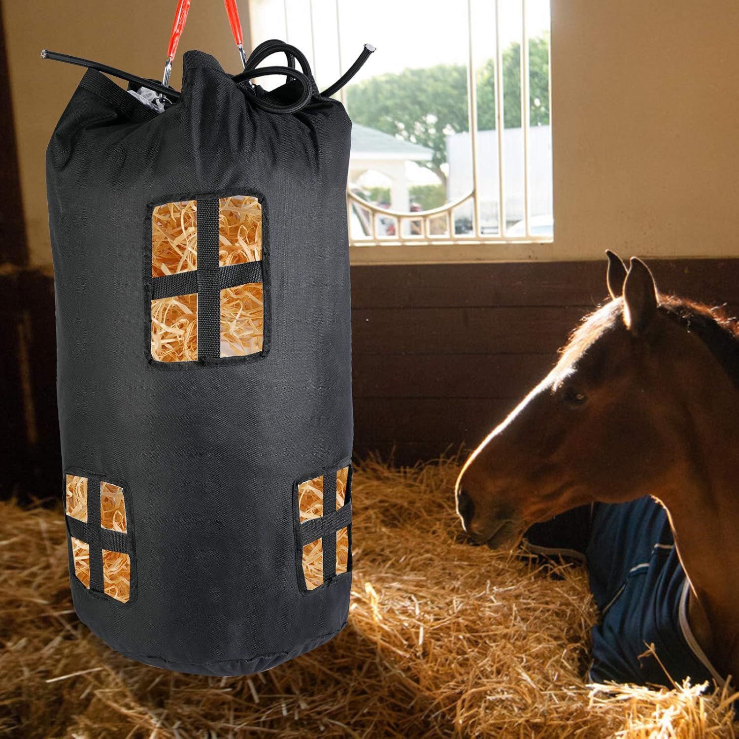 PeiterWeit Round Horse Hay Bag Hay Bale Storage Bag，Suitable for Hay Storage and Herbivore Feeding : Pet Supplies