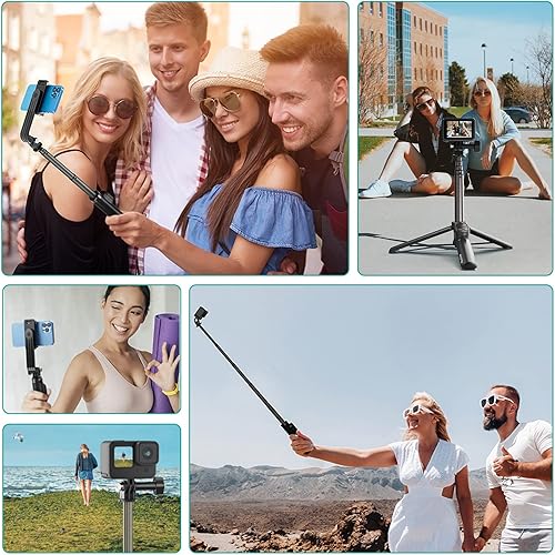 Miniatura 7 de AFAITH Trípode extensible para selfie stick con control remoto para GoPro Hero 13 12 11 10 9 8 MAX y teléfono inteligente, monopod portátil estable