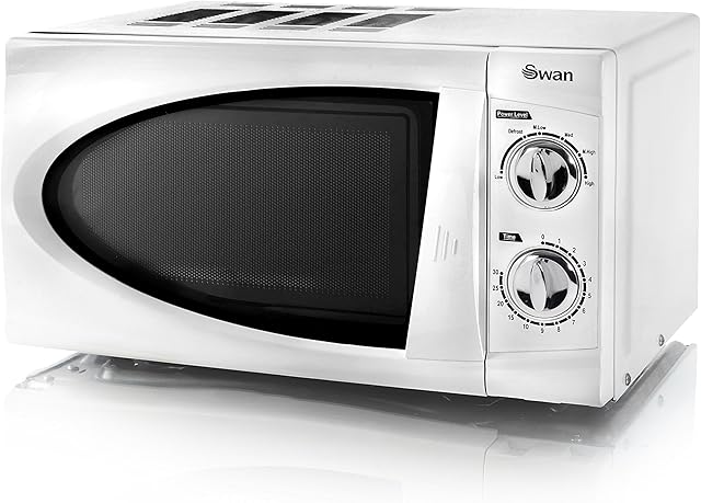 Swan Manual Solo Microwave with 6 Power Levels, 800 Watt, 20 Litre, White