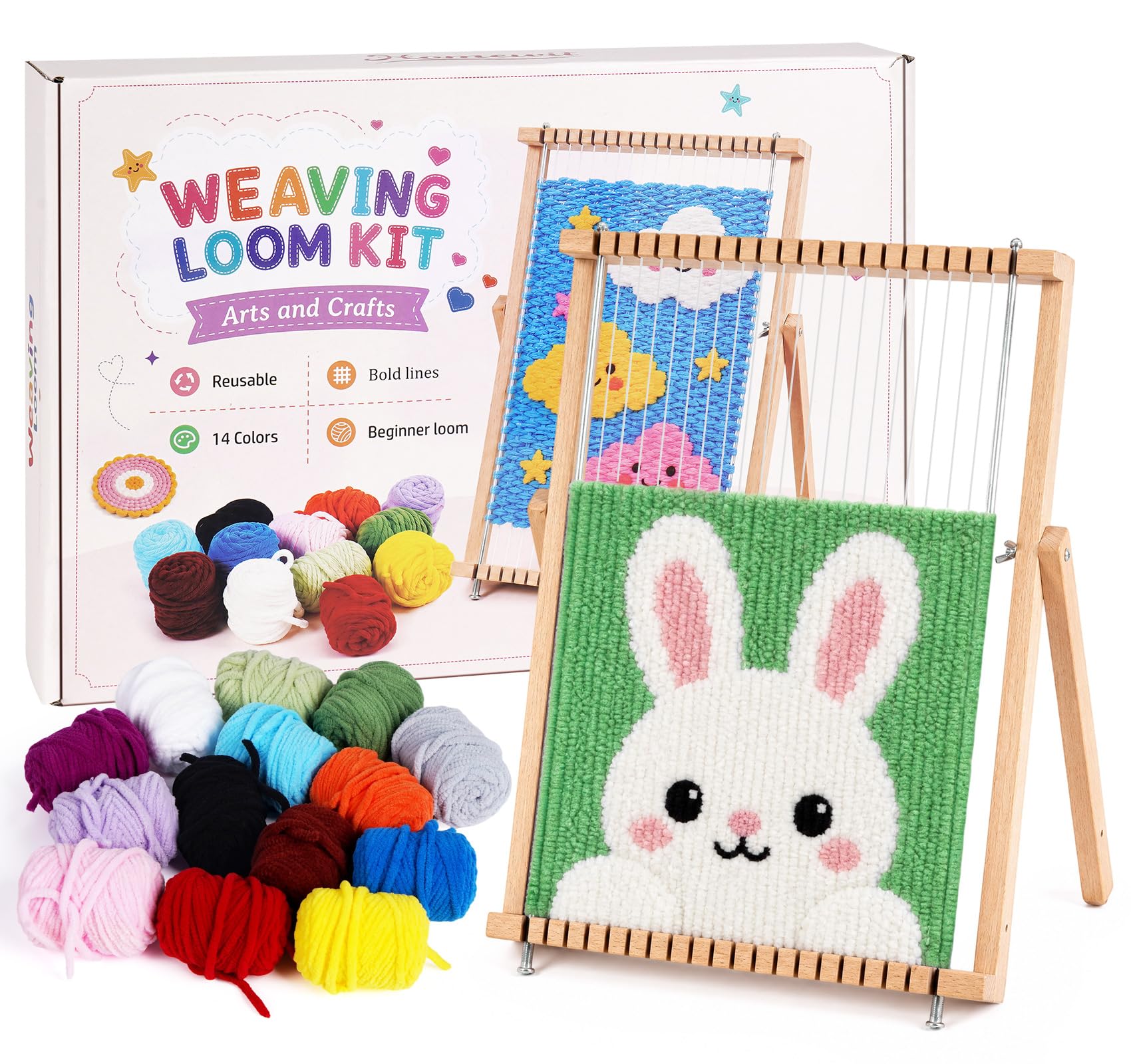 Homewit Weaving Loom Kit for Kids, 22x29CM Children Wooden Knitting Loom