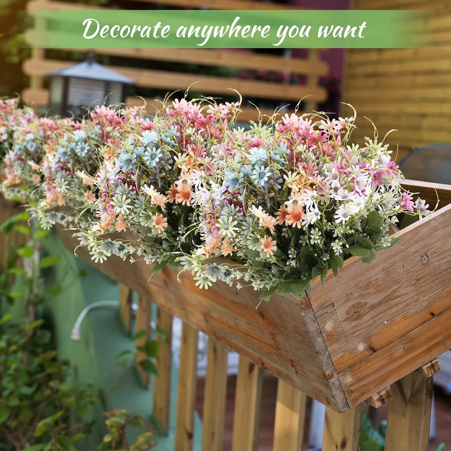 Riceshoot 24 Pcs Wildflowers Artificial Flowers Silk Fake Daisy Wild Flower Bouquets Outdoor UV Resistant Faux Greenery Plants for Spring Summer Decoration Home Indoor Vase Floral Arrangements Decor - Image 6