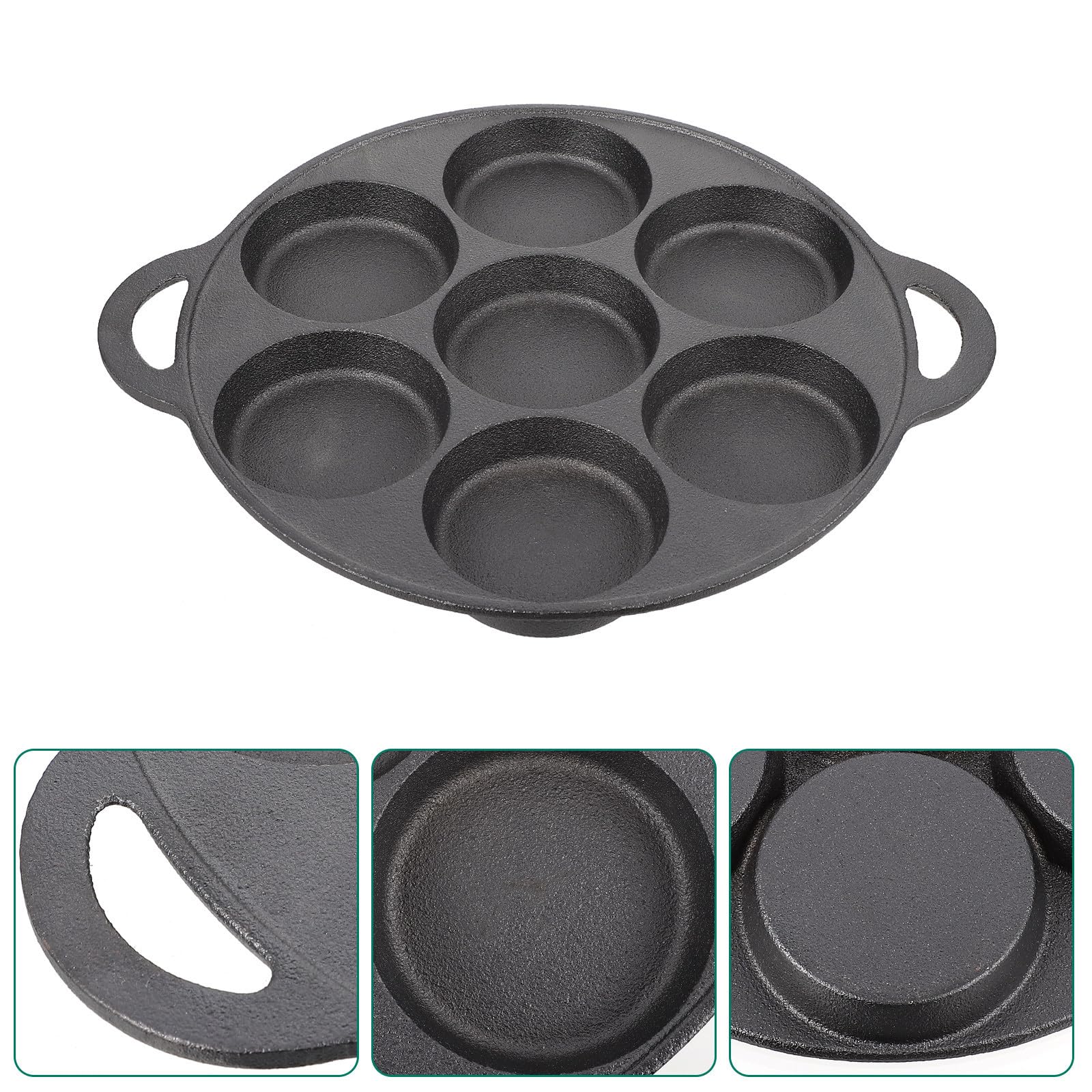 MAGICLULU Padella per Uova Antiaderente in Ferro Design Ergonomico e Sette Fori, per Cucinare Pancake e Omelette in Cucina a Induzione