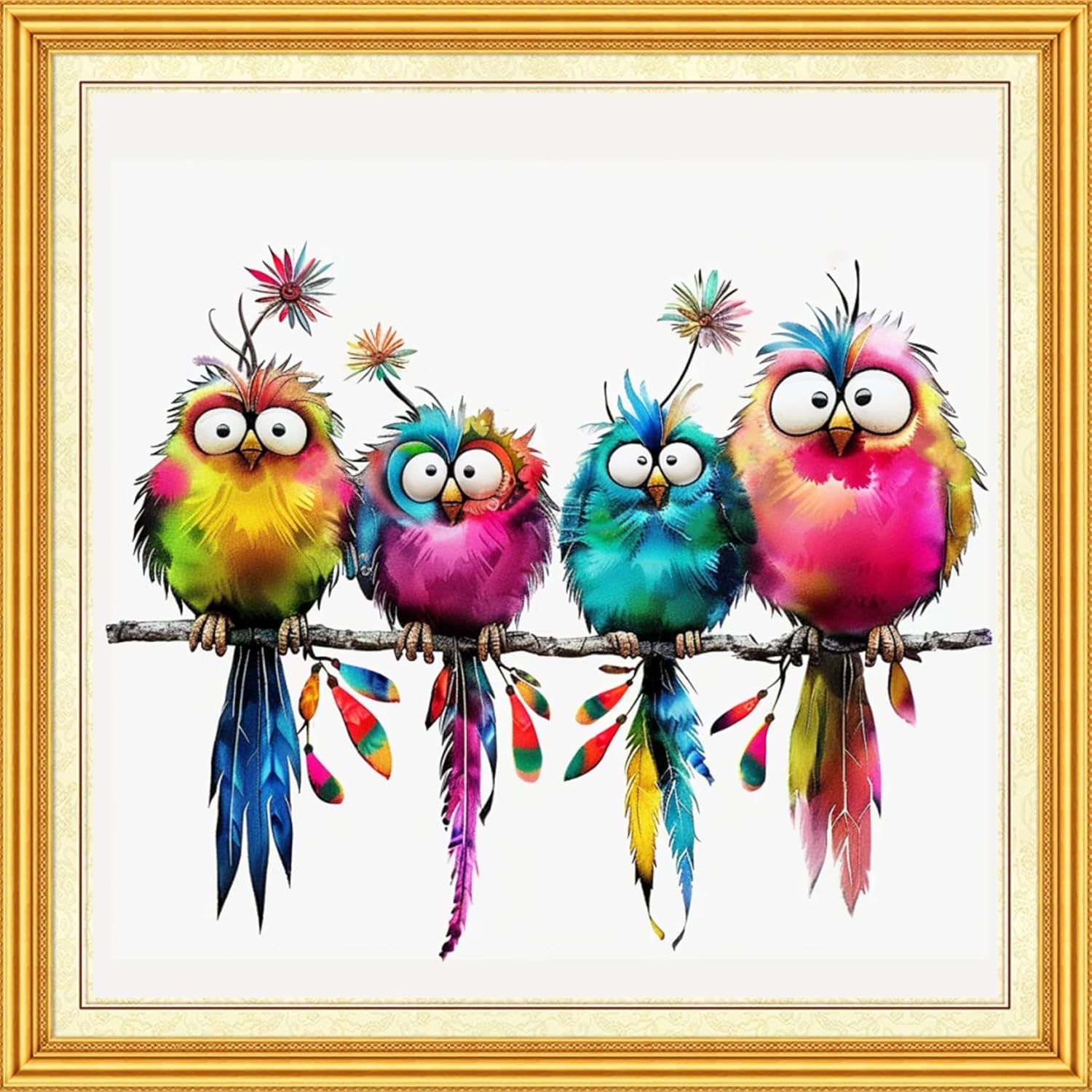 Dimxvean Stamped Cross Stitch Kits,Cross Stitch Kits for Adults Beginners,Embroidery Kits Full Range of Cross Stitch Stamped Kits Needlepoint Kits Cross Stitch Patterns-Flower Bird 18x18 inchs