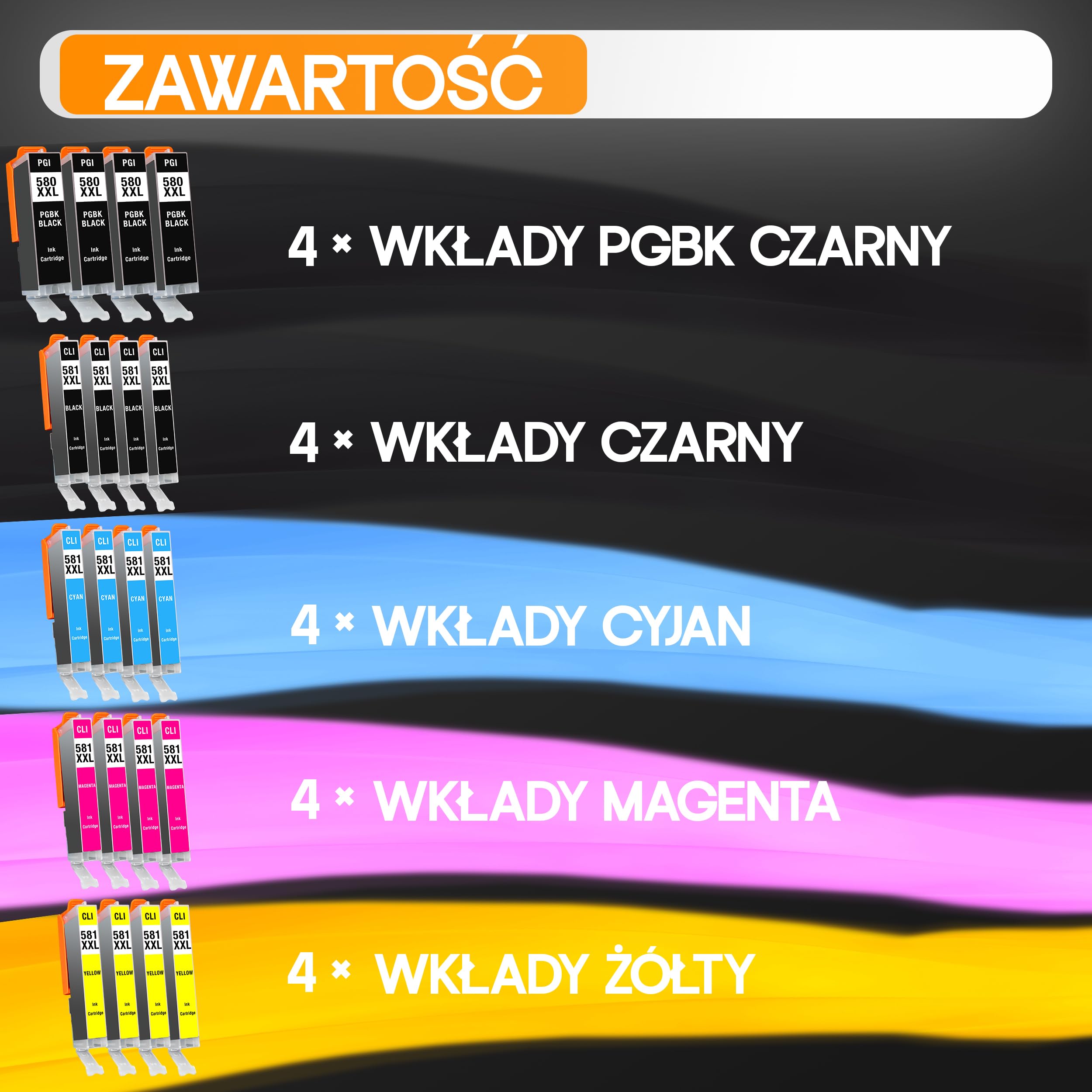 Supply Guy 580XXL 581XXL kartridże kompatybilne z Canon PGI-580 CLI-581 do Pixma TS705 TS705a TS6350 TS6350a TS6351 TS6351a TS6300 TR8550 TS9550 TS6150 TR7550 Multipack 20 kartridży 580 581 XXL