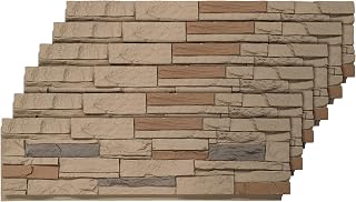 ROOMTEC 6-Pack Faux Stone PU Veneer Wall Panels 45.67x12.99in - Realistic Texture DIY Siding for Indoor Outdoor Home Decor