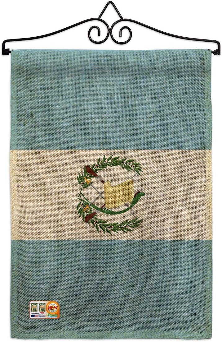 Guatemala Burlap Garden Flag Set Wall Holder Regional Nationality Nation International World Country Particular Area Small Decorative Gift Yard House Banner Double-Sided Made In USA 13 X 18.5