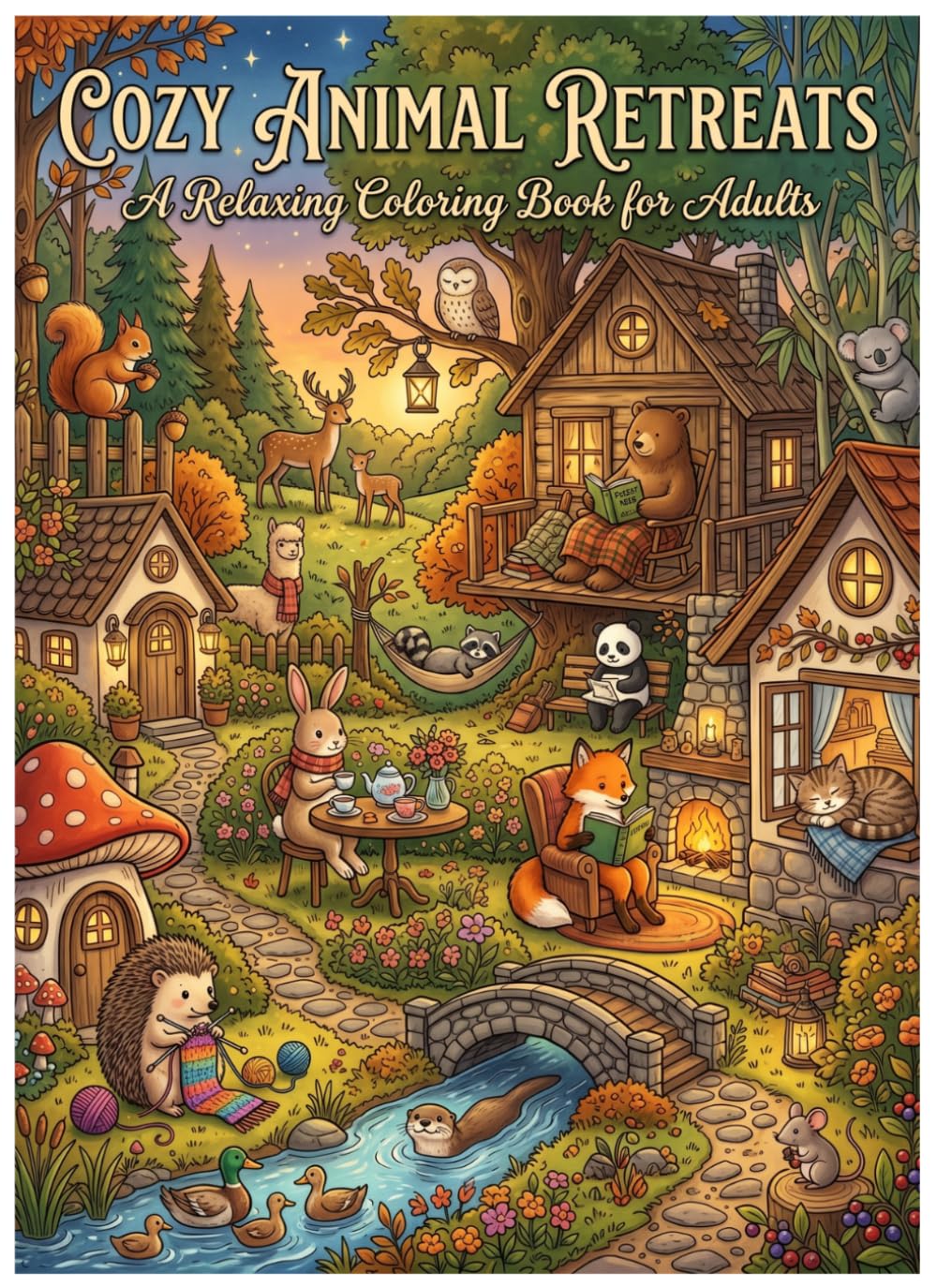 Cozy Animal Retreats: A Relaxing Coloring Book for Adults