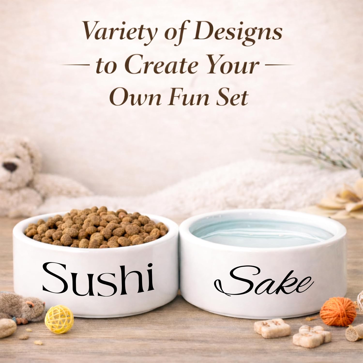 Custom Pet Bowl for Dogs & Cats | Personalized Food & Water Dish with Name | Microwave & Dishwasher Safe Ceramic Feeding Bowl | Gift Idea for Puppy, Kitten & Rabbit Owners | White – Small