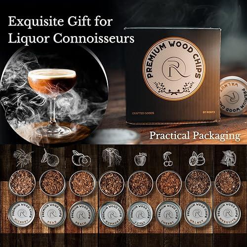 Miniatura 4 de RONYX Chips de madera para ahumador de cócteles  Paquete variado de chips de madera ahumadora de 8 sabores  Chips de madera totalmente naturales
