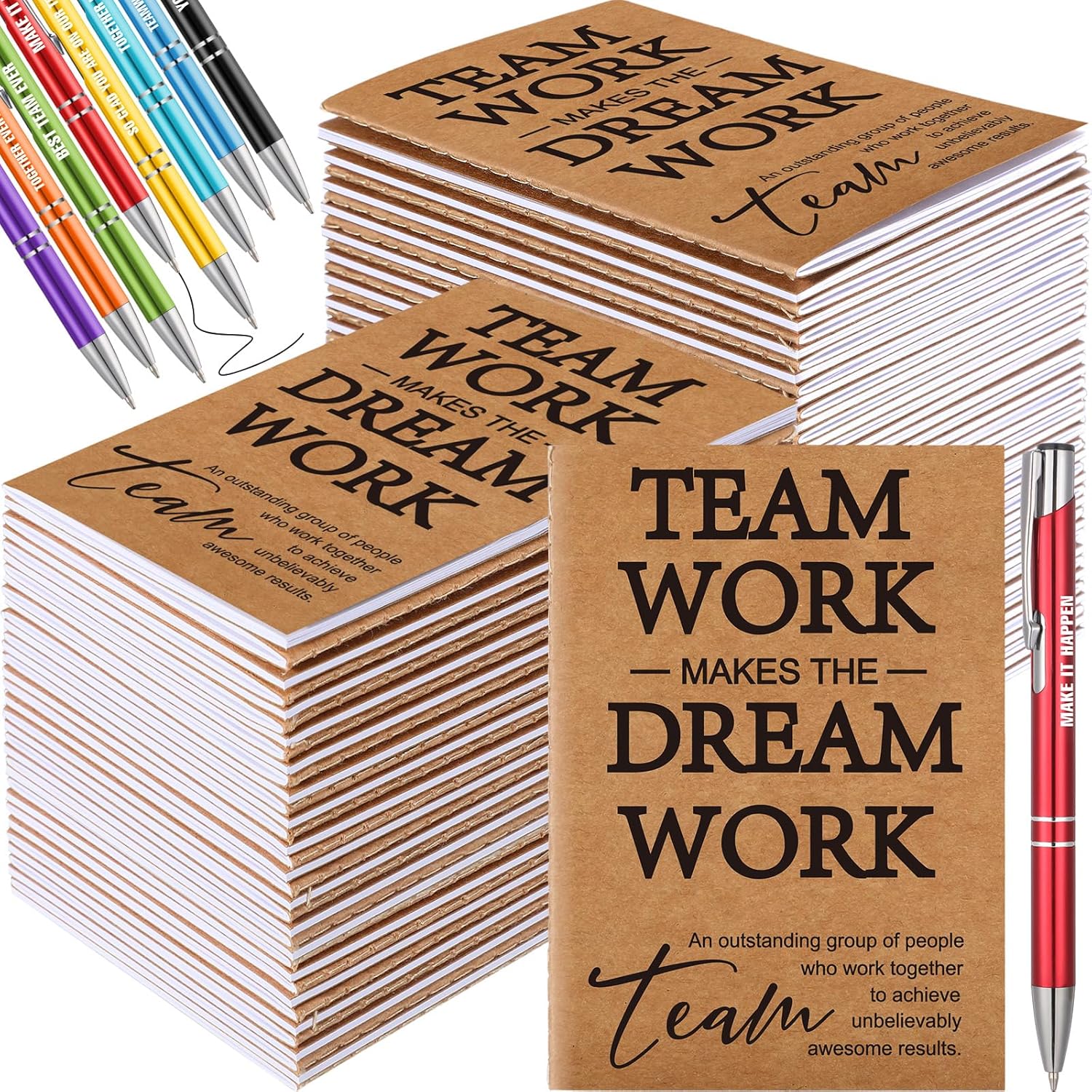 Sabary 100 Pcs Team Appreciation Gifts Team Notebooks for Employees Thank You Notepads Metal Ballpoint Pens Bulk Gifts for Office Coworkers Staff Volunteer Teacher Nurse