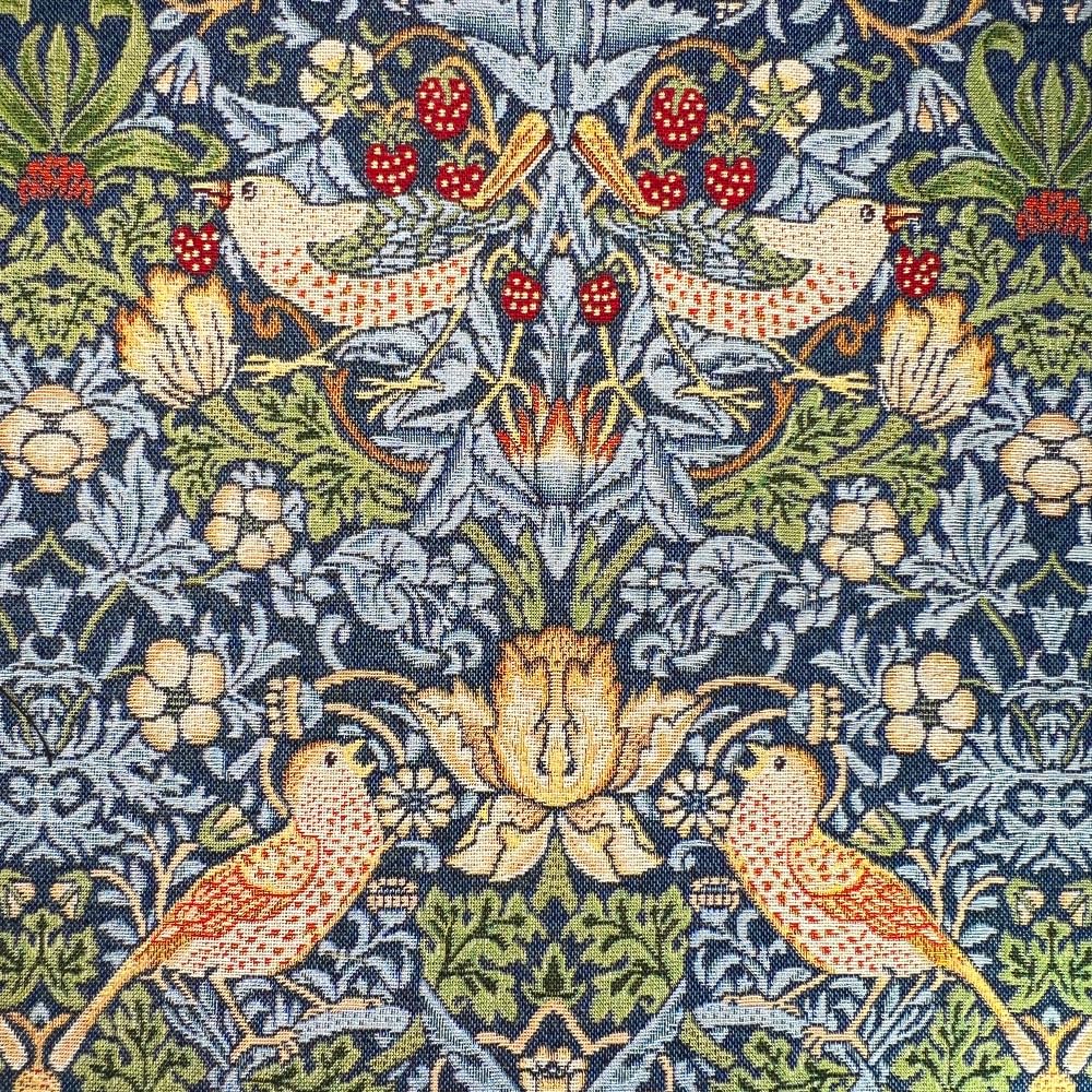 Oh Sew Crafty Limited Navy Tapestry Fabric William Morris Strawberry Thief Floral Flower Bird (Sold Per Half Metre) (Navy)