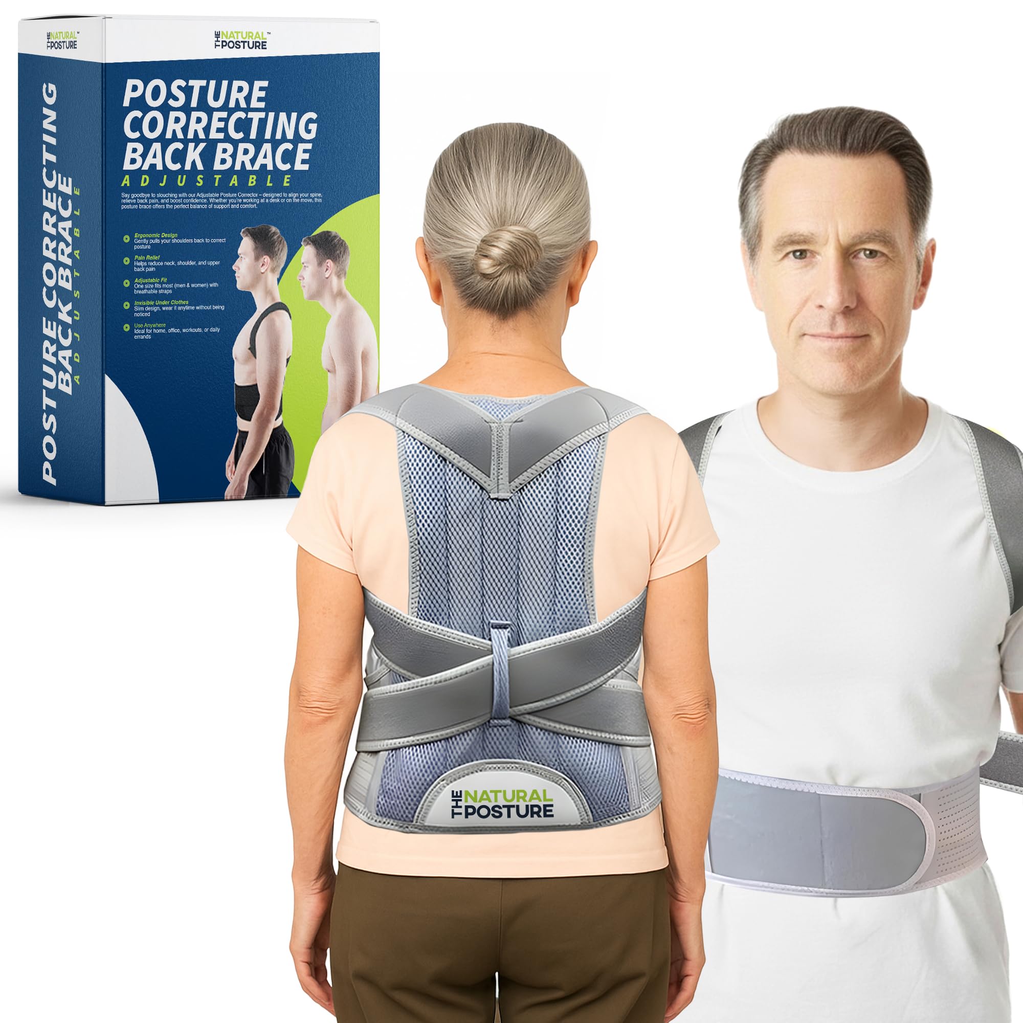 The Natural Posture Posture Corrector for Men and Women - Lumbar Back Brace and Shoulder Straightener - Helps Provide Lower Back Support and Relief -