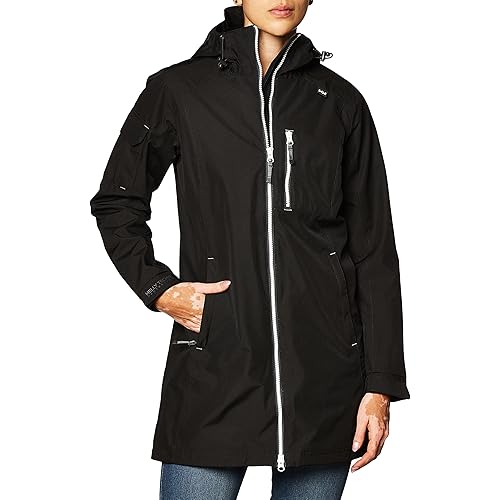 Helly-Hansen Women's Long Belfast Waterproof Windproof Breathable Raincoat Jacket with Hood