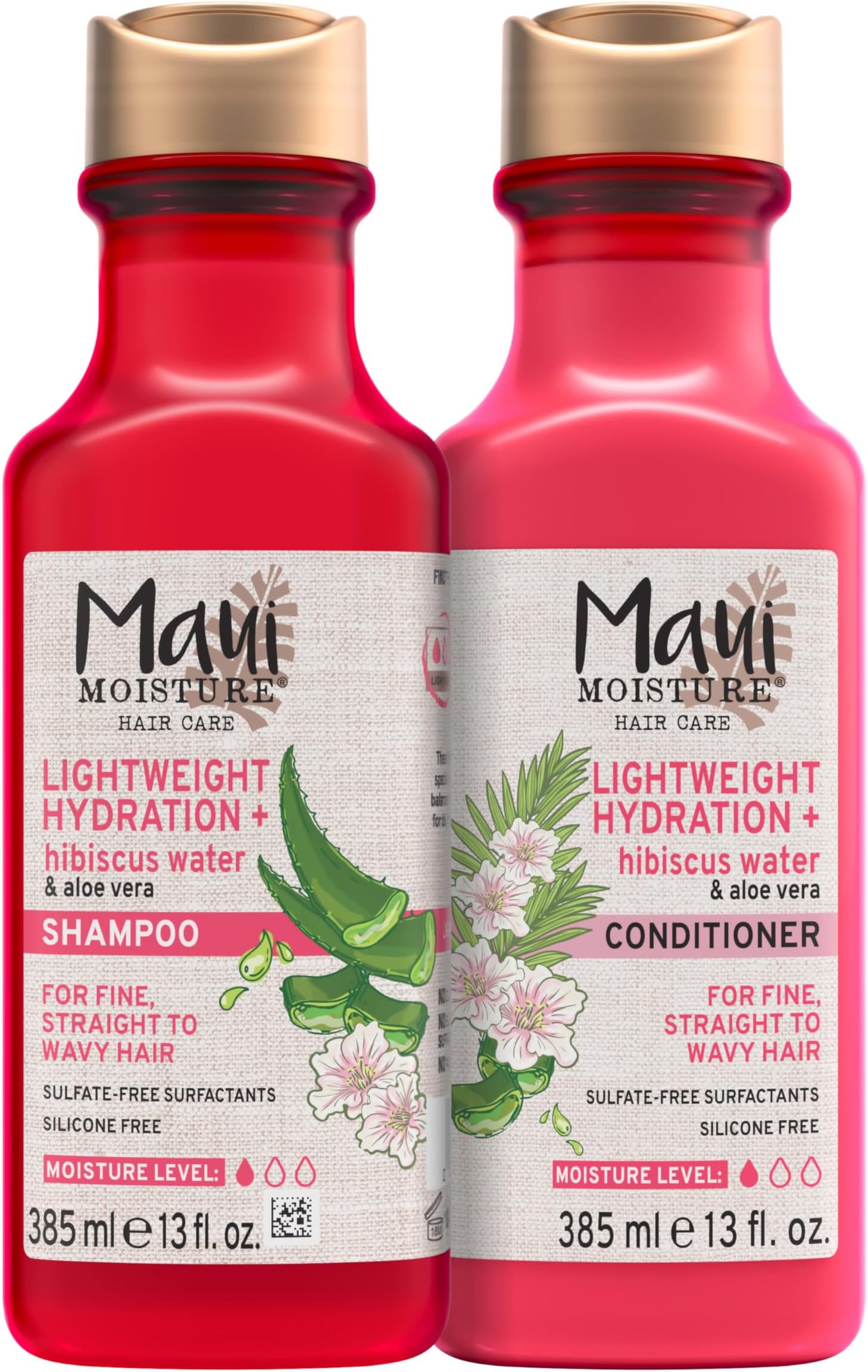Lightweight Hydration + Hibiscus Water Shampoo + Conditioner, Nourishing Aloe Vera Softens & Quenches Hair, Vegan & Silicone-Free, 13 Fl Oz, 2 Pack