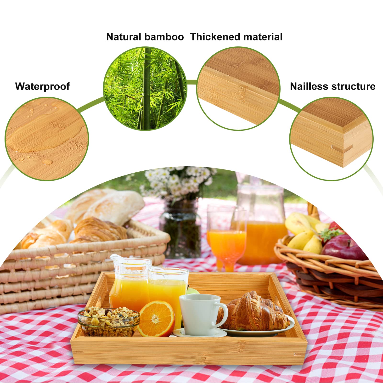 Bamboe houten dienblad 31 x 48 cm met opstaande rand bij kerst