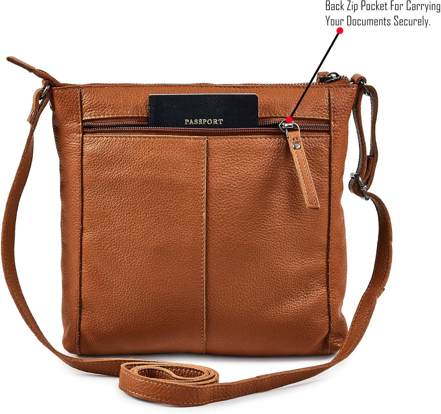 Small Soft Genuine Leather Crossbody Purse Women’s Sling Crossover Shoulder Travel Handbag with Triple Zipper - Image 4