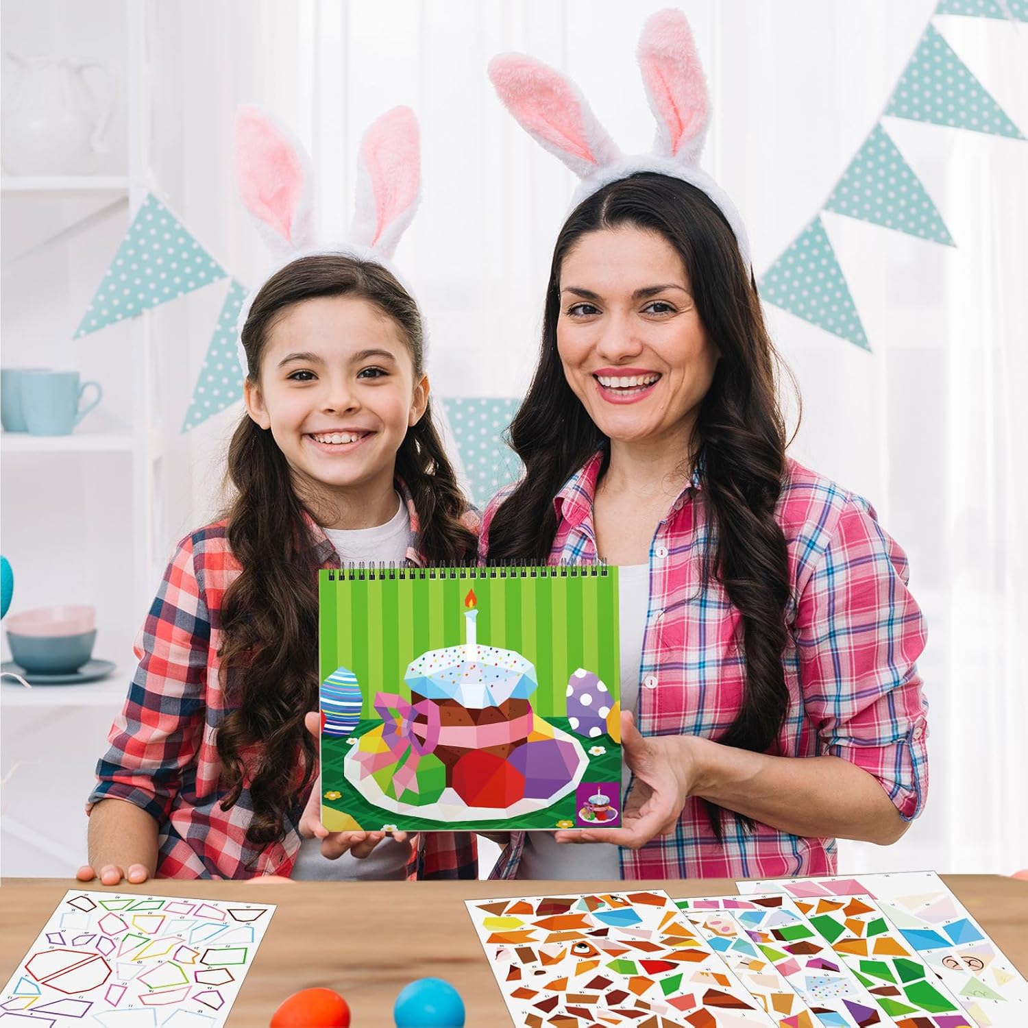 Omgouue 2PCS Easter Day Crafts for Kids Ages 4-8 Sticker Paint Books Includes Eggs Bunny Chick and More Designs Gift Party Create 20 Pictures Sticker Sheets are Separate