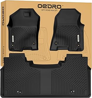 OEDRO Floor Mats for 2019-2024 Dodge Ram 1500 Crew Cab New Body (NOT for Classic Models) with Original Storage, All-Weather TPE Custom Fit Floor Liner for Dodge Ram 1500, Full Set Car Mats