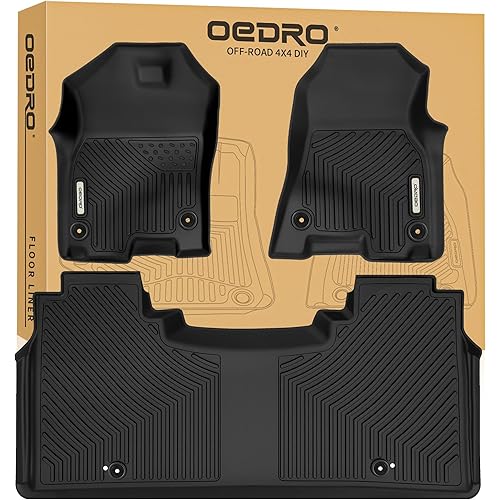 OEDRO Floor Mats for 2019-2024 Dodge Ram 1500 Crew Cab New Body (NOT for Classic Models) with Original Storage, All-Weather TPE Custom Fit Floor Liner for Dodge Ram 1500, Full Set Car Mats